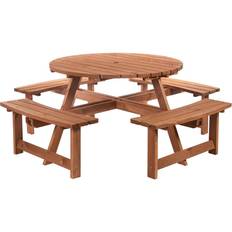 Picnic Tables Garden & Outdoor Furniture OutSunny Alfresco 8 Seater Wooden Picnic Set