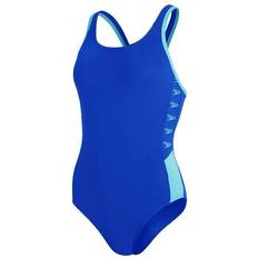 Speedo Women's Logo Deep U-Back Swimsuit - Blue/White