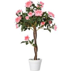 Plastic Decorative Items OutSunny Artificial Rose Tree with Pot Decorative Item