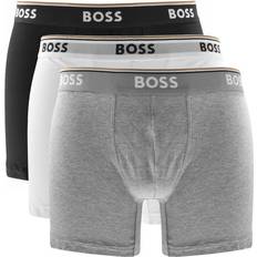 Grey - Men Men's Underwear Hugo Boss Power Boxer Briefs 3-pack - White/Grey/Black