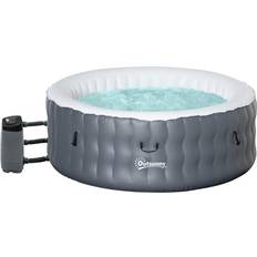Jet System Hot Tubs OutSunny Inflatable Hot Tub Bubble Spa Pool with Cover