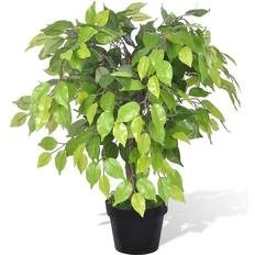 Wood Artificial Plants vidaXL Artificial Dwarf Ficus with Pot 60 cm Artificial Plant