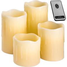 White LED Candles tectake 4 LED med fjernbetjening hvid LED Candle