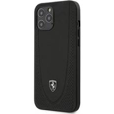 Ferrari Black Leather Case with Silver Logo Compatible with iPhone 12 Pro Max (6.7)