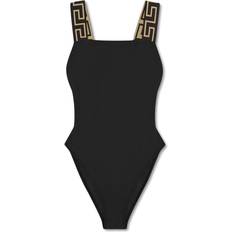Black Swimsuits Versace Greca Border One-piece Swimsuit - Black
