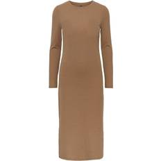 Brown - Solid Colours - Women Dresses Pieces Kylie Midi Dress - Fossil