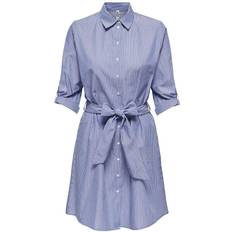 Purple - Solid Colours Dresses Only JdY Women's Jdyhall 3/4 Shirt Wvn Noos Dress, Wedgewood/Stripes:white