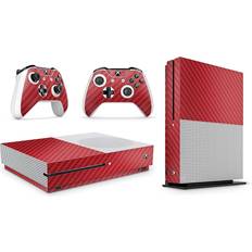 Xbox Series S Gaming Sticker Skins giZmoZ n gadgetZ Xbox One S Console Skin Decal Sticker + 2 Controller Skins - Carbon Red