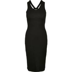 Urban Classics Midi Dresses - Women Urban Classics Ladies Long Sleeveless Rib Dress - Black