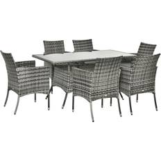 Patio Dining Sets Garden & Outdoor Furniture OutSunny 861-071V70GY Patio Dining Set, 1 Table incl. 6 Chairs