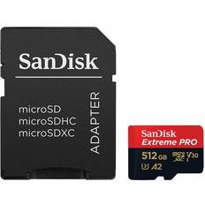 512 GB - Class 10 Memory Cards & USB Flash Drives SanDisk Extreme Pro microSDXC Class 10 UHS-I U3 V30 A2 200/140MB/s 512GB