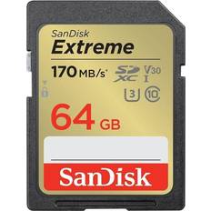 SanDisk 64 GB Memory Cards SanDisk Extreme SDXC Class 10 UHS-I U3 V30 170/80MB/s 64GB