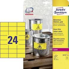 AVERY Zweckform L6131-20 Labels 70 x 37 mm Polyester film Yellow 480 pc(s) Permanent All-purpose labels, Weatherproof labels