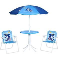 Kids Outdoor Furnitures Garden & Outdoor Furniture OutSunny Kids Foldable Four-Piece Garden Set w/ Table Chairs Blue
