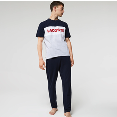 Lacoste Men Sleepwear Lacoste Men’s Colourblock Stretch Cotton Long Pyjama Set Chine