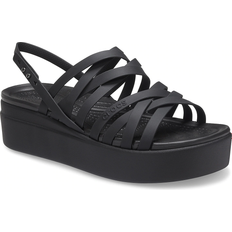 Plastic Slippers & Sandals Crocs Brooklyn Strappy Low Wedge - Black
