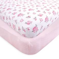 Fitted Crib Sheets Pink Floral 2-pack 28x52"