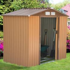 Storage Tents OutSunny Garden Shed Storage Unit w/Locking Door Floor Foundation Vent Yellow