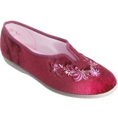 Textile - Women Slippers Dolley V Throat Embroidered - Red