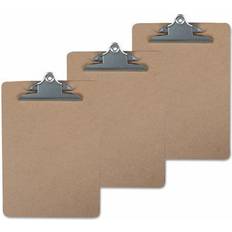 Hardboard Clipboard, 1" Capacity, 8 1/2 x 11, Brown, 3/Pack