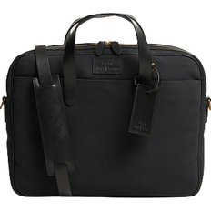Black - Leather Computer Bags Polo Ralph Lauren Trim Canvas Commuter Business Case - Black