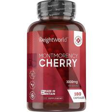 WeightWorld Montmorency Cherry 180 Capsules, 3000mg Vegan & Natural Tart Cherry Extract Supplement