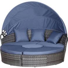 OutSunny Alfresco 6 Seater Cushioned Rattan Round Outdoor Sofa