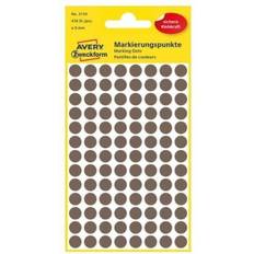 Brown Label Avery 3110 Runde etiketter, permanent lim, brun Ø8mm, 416stk