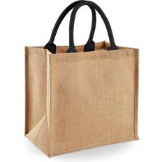 Westford Mill Jute Mini Tote Shopping Bag (14 Litres) (One Size) (Natural/Black)