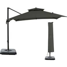 OutSunny Double Canopy Offset Parasol Beige and Black