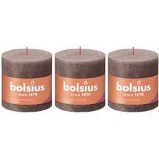Beige Candles Bolsius 3x Rustic Pillar Rustic Taupe Home Holiday Candle