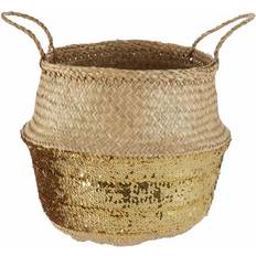 Premier Housewares Gold Sequin Small Seagrass Basket
