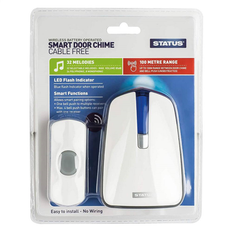 White Doorbells Status Battery Operated Door Chime with Strobe White