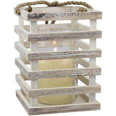 Stonebriar Collection Weathered Beach House Lantern, White Candle Holder