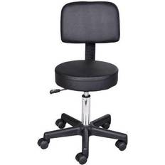 Homcom Swivel Desk Chair Stool Height Adjustable 5 Wheels Stool Office Black