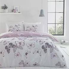 Fitted Sheet Bed Linen Catherine Lansfield Scatter Butterfly Duvet Cover Purple (200x135cm)