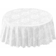 & Sons Cloth Damask Rose 70" Tablecloth White, Green
