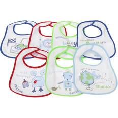 Universal Textiles Baby Patterned 7 Days Of The Week Bibs In Boys & Girls Options (Pack Of 7) (0-6 Months) (Blue)
