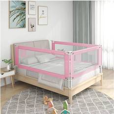 Bed Guards Kid's Room vidaXL Toddler Safety Bed Rail Pink Fabric Baby Cot Bed Protection