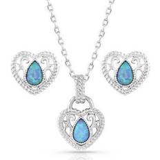 Montana Silversmiths Gleeful Heart Jewelry Set - Silver/Opal