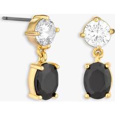Jon Richard Zirconia Crystal and Jet Double Oval Drop Earrings, Gold/Multi