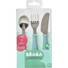 Beaba Set of 3 stainless steel airy green cutlery