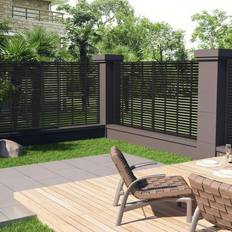Black Enclosures vidaXL black Louver Fence WPC 180x180 Garden Horizontal Screen Fence