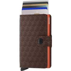 Secrid brown printed leather anti-theft wallet with RFID protection, Dark brown.