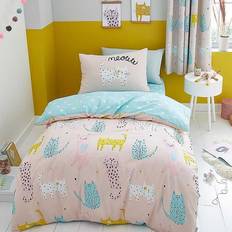 Bed Set Kid's Room Catherine Lansfield Kids Cute Cats Reversible Easy Care Duvet Cover