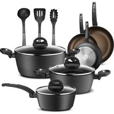 NutriChef NCCW12S Cookware Set with lid 12 Parts