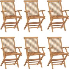 Teak Patio Chairs vidaXL 3096594 6-pack Garden Dining Chair