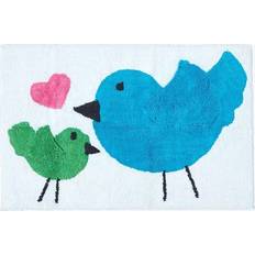 Green Rugs Kid's Room Homescapes Cotton Tufted Washable Blue Green Birds Pink Heart Kids Rug