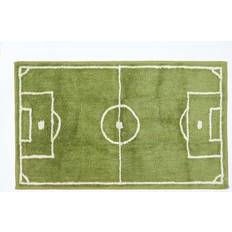 Green Rugs Kid's Room Homescapes Cotton Tufted Washable Football Pitch Rug