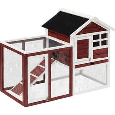 Pawhut 122cm Wooden Rabbit Hutch Bunny Cage Pet House with Tray Ladder Run